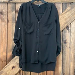 Dark brown button up H&M blouse